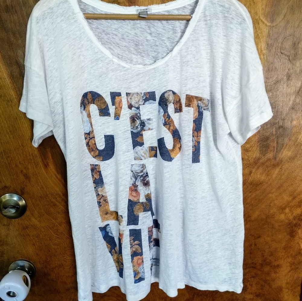 J Crew linen graphic tee